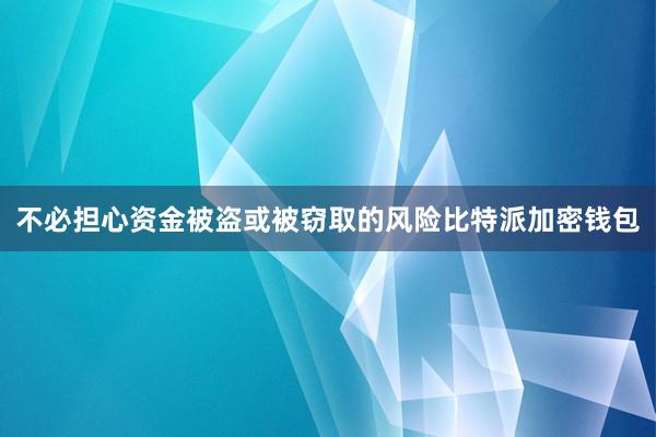 不必担心资金被盗或被窃取的风险比特派加密钱包