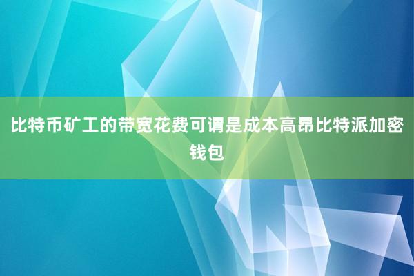 比特币矿工的带宽花费可谓是成本高昂比特派加密钱包