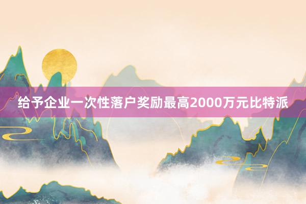 给予企业一次性落户奖励最高2000万元比特派