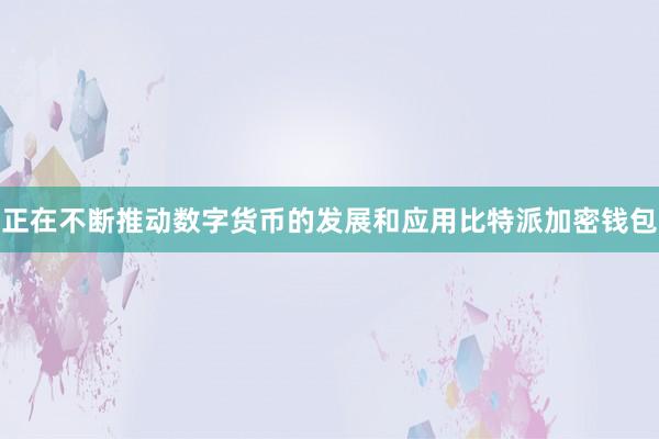 正在不断推动数字货币的发展和应用比特派加密钱包