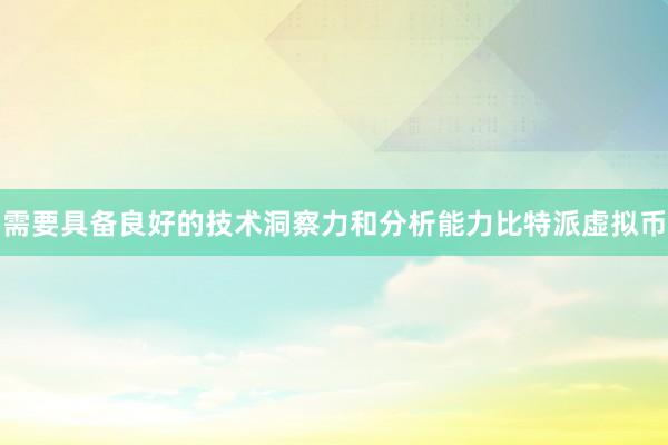 需要具备良好的技术洞察力和分析能力比特派虚拟币