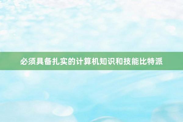 必须具备扎实的计算机知识和技能比特派